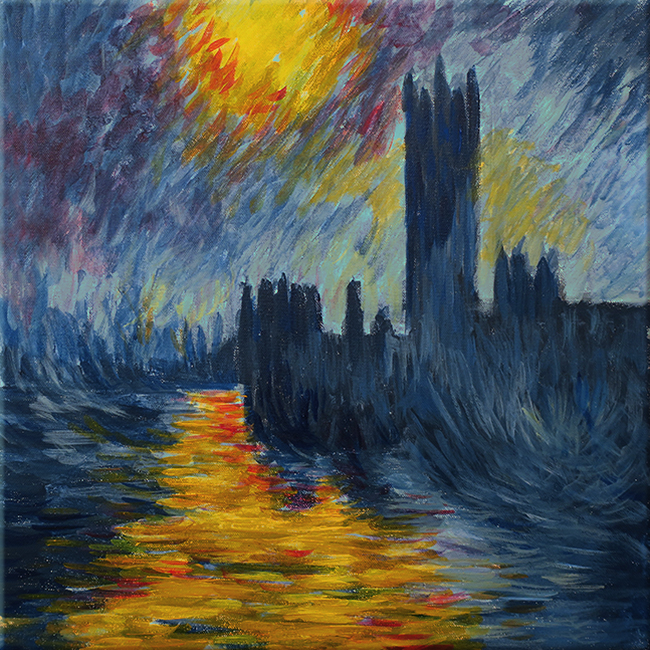 Aartwerk adaptation: <br>Claude Monet,<em>Houses of Parliament, London, ca. 1904 </em> (3h)